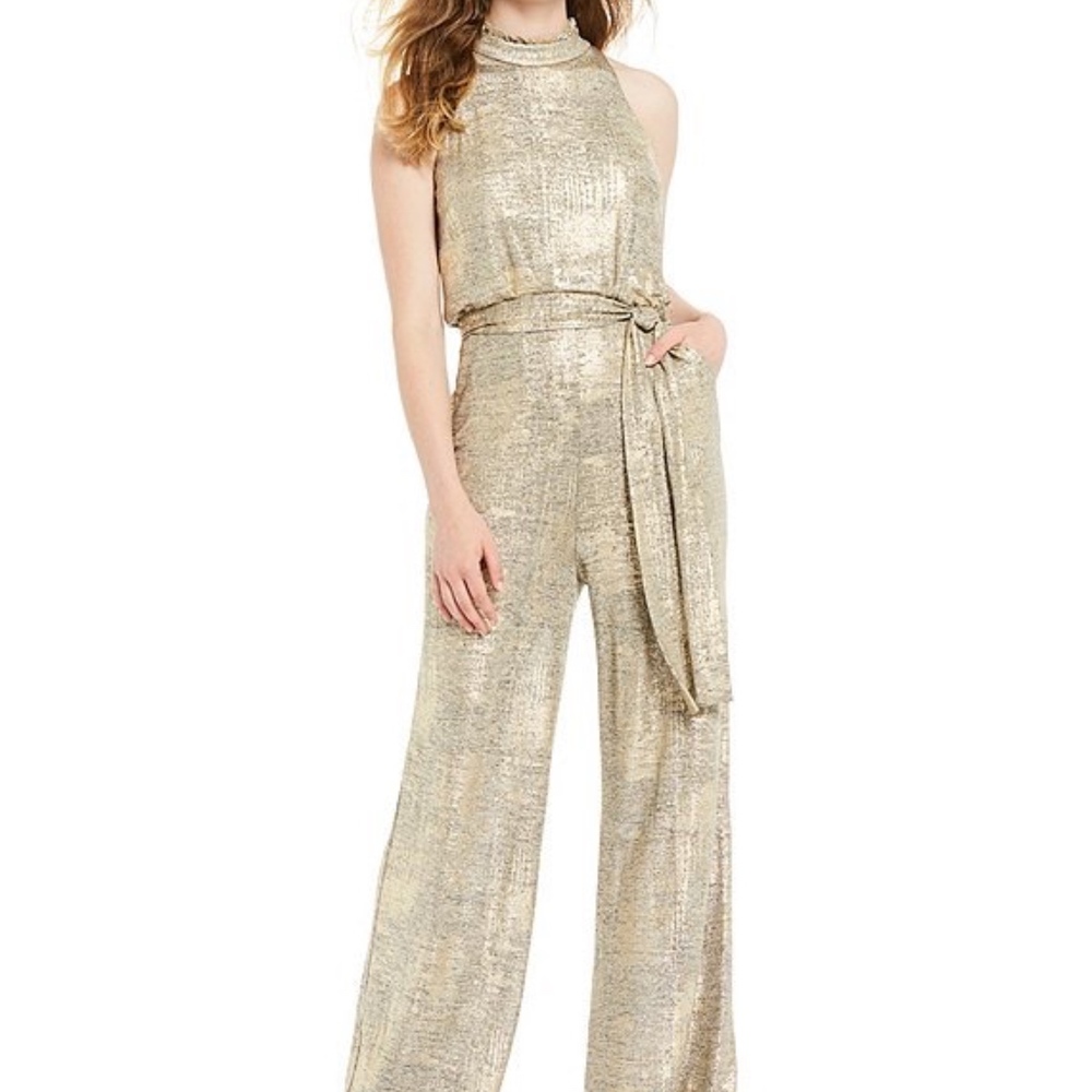 Vince Camuto Gold Sleeveless Jumpsuit